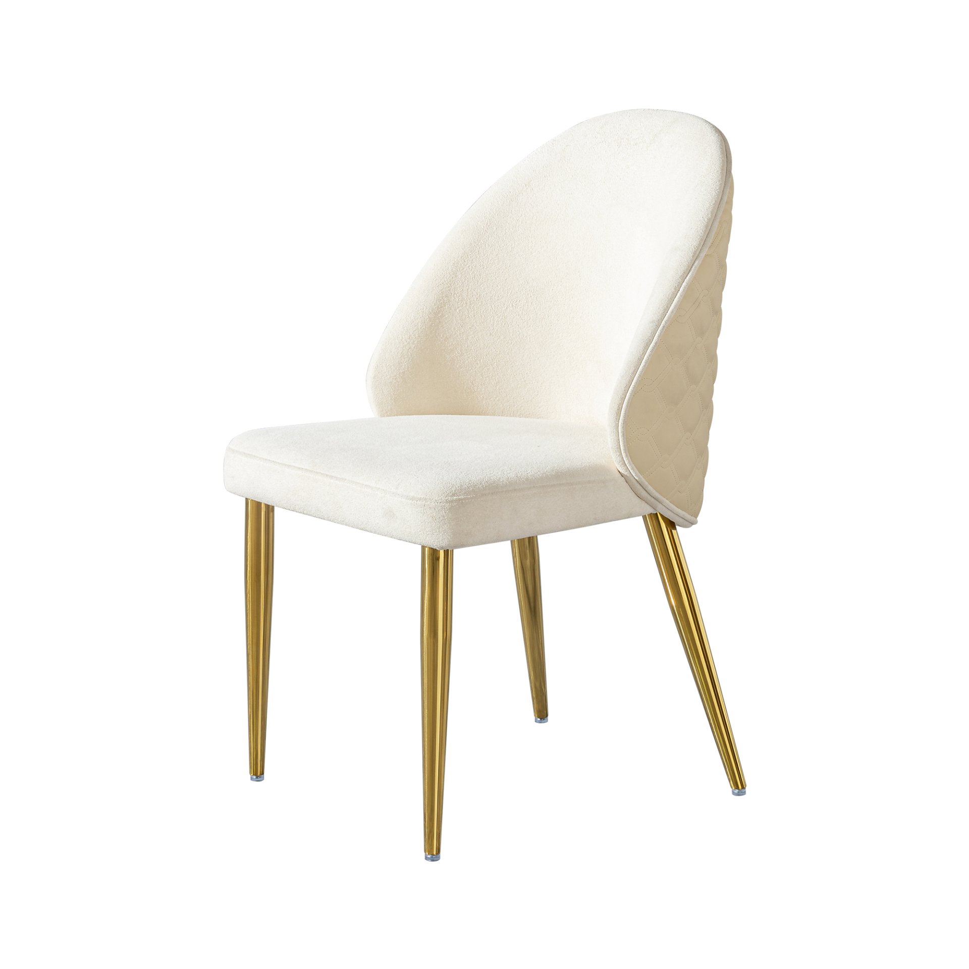 2 Pieces Contemporary Stainless Steel Dining Chair With Upholstery And Leather Backrest - Gold - Image 8