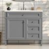 Bathroom Vanity With Top Sink, Modern Bathroom Storage Cabinet With 2 Drawers And A Tip-Out Drawer, Single Sink Bathroom Vanity - Gray - Image 17