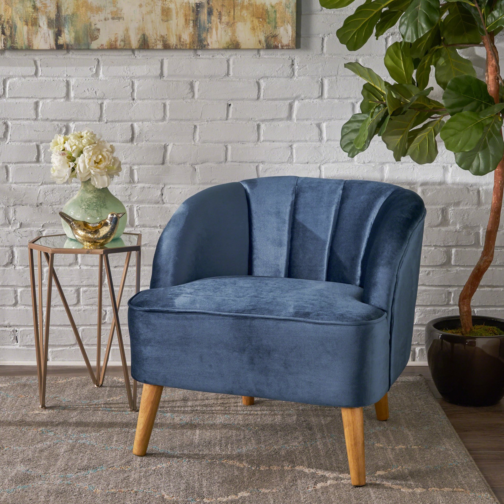 Accent Chair, Club Armchair, Modern Reading Chair - Antique Navy Blue - Image 2