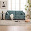 Modern Style Chenille 2 Seater Wood Legged Sofa With LED Light, USB Charging Port And Storage Bag - Lake Blue - Image 17