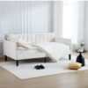 Elena - Twin Upholstered Daybed, Ribbed Tufted Backrest - Beige - Image 5