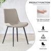Chic Dining Chair With Black Metal Legs And Curved Widened Cushion Design (Set of 6) - Light Gray - Image 4
