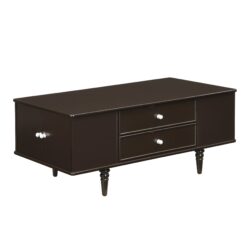 Modern Rectangle Coffee Table With Four Drawers, Wood Coffee Table With Metal Handles And Four Solid Wood Legs For Living Room - Brown