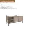 Elegant Veener Weaving Design Coffee Table With 4 Sliding Doors - Natural Wood - Image 3