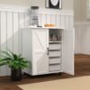 Exquisite Craftsmanship Rice Door Storage Cabinet, Large Capacity - White - Image 4