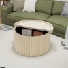 Coffee Table, Round Coffee Table, Modern Side Tables Accent End Table For Living Room, Apartment - Natural - Image 6