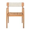 Creative Braided Acacia Wood Outdoor Dining Table And Chairs With Armrests (Set of 2) - Teak / White - Image 13