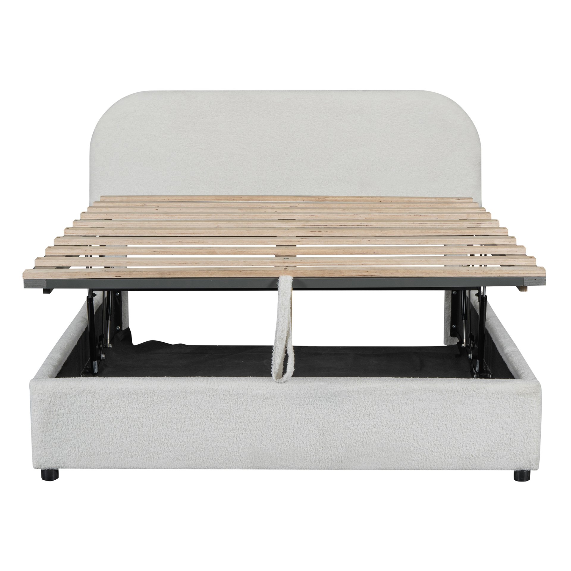 Full Size Upholstered Platform Bed With Hydraulic Storage System - White - Image 13