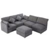 Sectional Sofa Modular Sofa U - Shaped Sofa Couch Sofa Bed L - Shaped Sofa With A Movable Ottoman And Two USB Ports For Living Room - Gray - Image 13