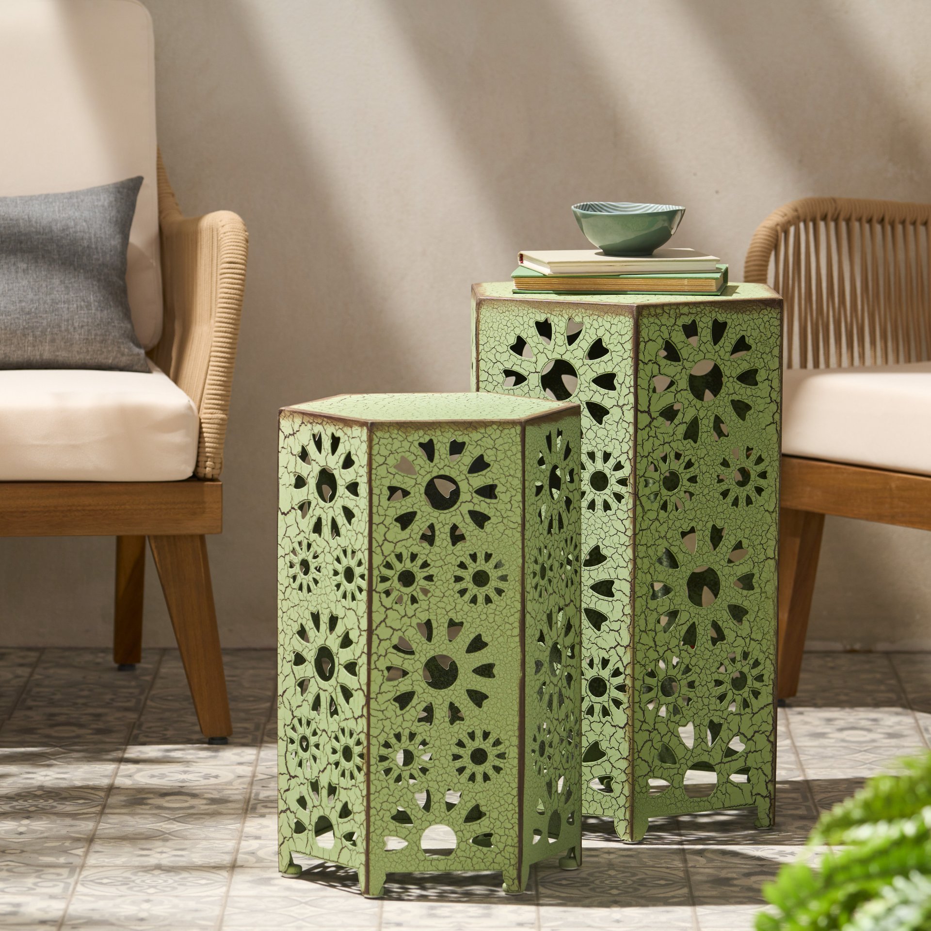 Eliana - Outdoor Side Table, 2 Pieces - Green - Image 12