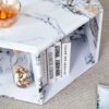 Hexagonal Coffee Table With Pattern Stickers And Multi Hole Design For Extra Storage - White - Image 9