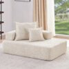 Lounge Frame For Oversized Modular U Shaped Sectional Floor Couch Convertible Compressed Couch, Spacious Foam Filled Sofa - Beige - Image 3