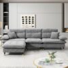 L Shaped Convertible Sectional Sofa 4 Seat Tufted Couch Set With Two Tone Adjust Legs Cloud Movable Ottoman - Gray - Image 17