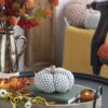 Knite Pumpkin Ornament Decor For Holiday Harvest Festival Fall Festival & Thanksgiving (Set of 4) - Gray - Image 3