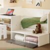 Twin Size Daybed With Storage Shelves And Lockers, Multi Functional Bed With Study Desk And Matching Stool - White - Image 18