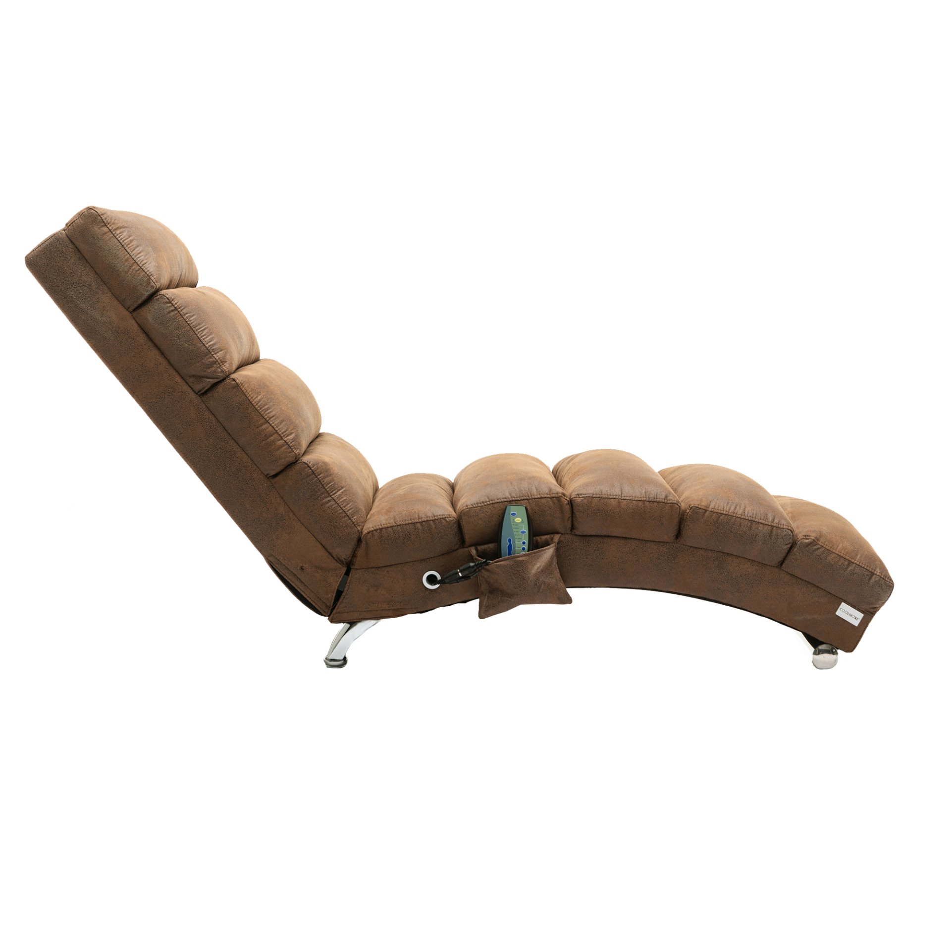 Linen Massage Chaise Lounge Indoor With Remote Control, Ergonomic Electric Massage Long Lounger - Coffee - Image 14