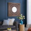 Square Carved Mirror With Pleated Design WithIron Frame, Neutral Colorway Wall Decor For Living Room Bathroom Entryway - Brown - Image 3