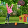 14Ft Trampoline With Basketball Hoop Inflator And Ladder (Inner Safety Enclosure) - Green - Image 21