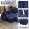 L-Shape Sofa Bed Pull-Out Sleeper Sofa With Wheels, USB Ports, Power Sockets For Living Room - Navy Blue - Image 6