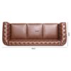 Rolled Arm Chesterfield Three Seater Sofa - Brown - Image 11