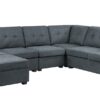 Isla - Woven Fabric 7 Seater Sectional Sofa & Ottoman - Gray - Image 4