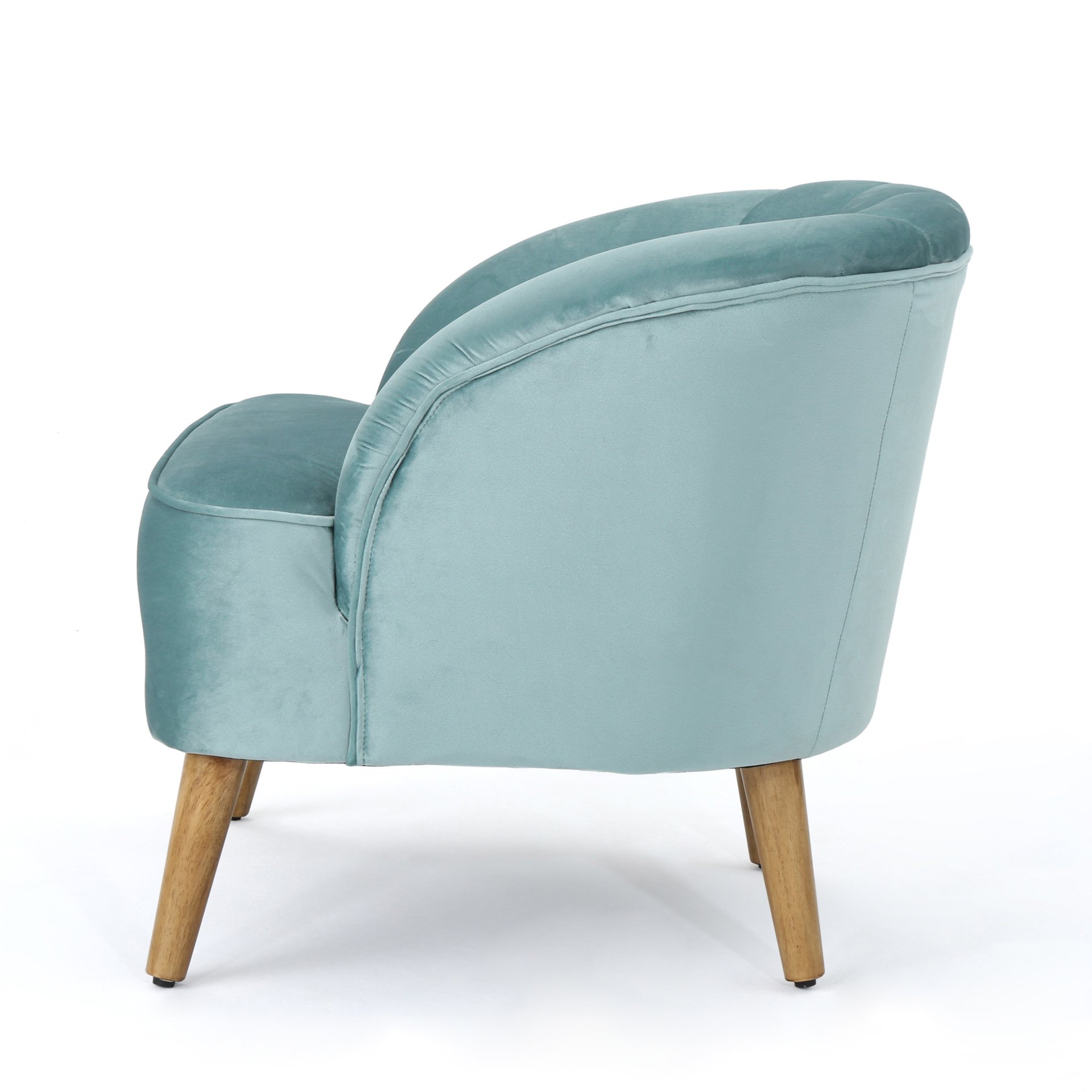 Insightful Channel Tufted Upholstered Accent Chair With Wood Legs - Blue - Image 5