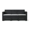 Outdoor 3 Seater Rattan Sofa With Water Resistant Cushions - Gray - Image 4