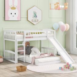 Twin Over Twin Bunk Bed & Slide And Ladder - White