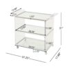 Elegant Acrylic Bar Cart With Tempered Glass Shelves And Rattan Metal Frame - Clear - Image 3