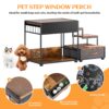 Pet Step Window Perch, Bunk Beds Window Perch For Dogs Bedside Lounge Elevated Dog Bed Multi-Level Platform With Sponge, Non-Slip Pad And Storage - Black / Vintage - Image 5