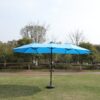 15 X 9 Ft Double Sided Outdoor Market Umbrella With Lights And Base Rectangular Twin Canopy - Blue - Image 21
