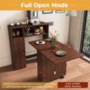 Multifunctional Folding Dining Table With Wall Mounted Sideboard & Storage - Walnut - Image 8