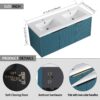 Contemporary Wall Mounted Bathroom Vanity With Resin Double Sink - Lake Blue - Image 4