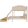 Full Over Twin & Twin Triple Bunk Bed With Drawers And Guardrails - Beige - Image 2