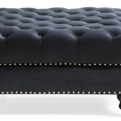 Elegant Traditional Upholstered Ottoman For Living Spaces - Black