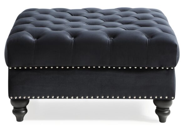 Elegant Traditional Upholstered Ottoman For Living Spaces - Black
