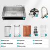 33" Waterfall Kitchen Sink With Pull Out Faucet & Cup Washer, Stainless Steel Ledge Workstation - Antique White - Image 11
