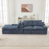 Cloud Sectional Sofa Upholstered Sofa Couch With Double-Layer Cushion And Side Pockets - Blue - Image 7