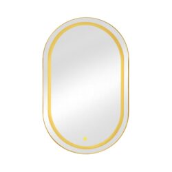 Oval Medicine Cabinet Mirror Bathroom Mirror With Storage Wall Mounted Medicine Mirror Cabinet With LED - Golden