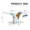 Modern Rectangular Coffee Table With Tempered Glass Top And Artistic Legs - White / Wood - Image 3