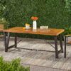 Outdoor Dining Table With Slat Wooden Panel And Turnbuckle Accents - Teak - Image 2