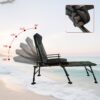 Camping Lounge Chair With Detachable Footrest, Portable Folding Reclining Camping Chair With Adjustable Backrest For Indoor And Outdoor Camping Beach Hiking Fishing - Green / Black - Image 11