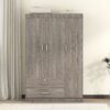 3 Door Wardrobe With 2 Drawers, Grain Effect - Gray - Image 9