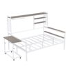 Full Size Daybed With Movable Desk, Grid, Shelves And Clothes Hanger - White - Image 7