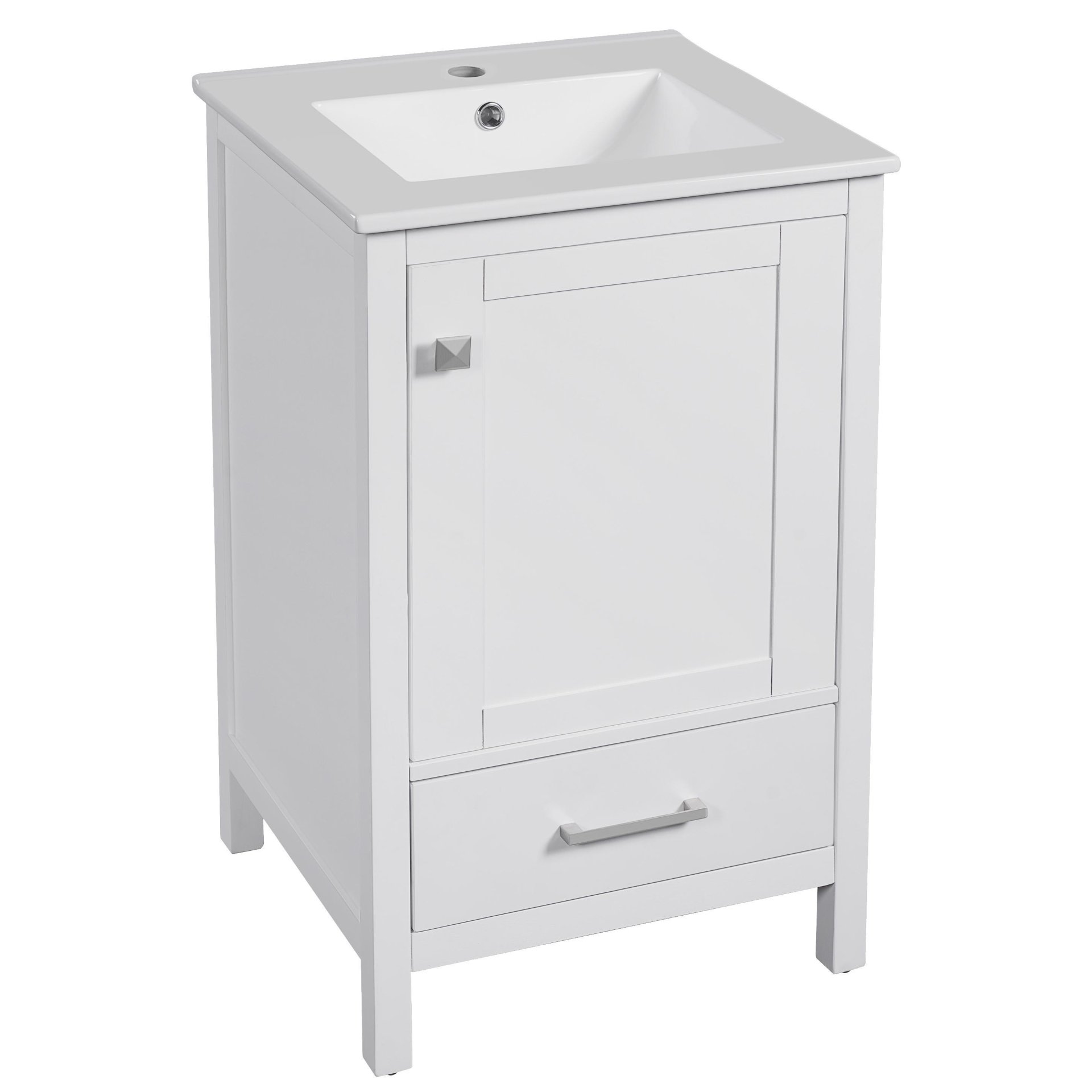 20" Bathroom Vanity With Sink, Soft Close Drawers, Door Organizer, Divider Drawer, Adjustable Foot Pads - White - Image 13