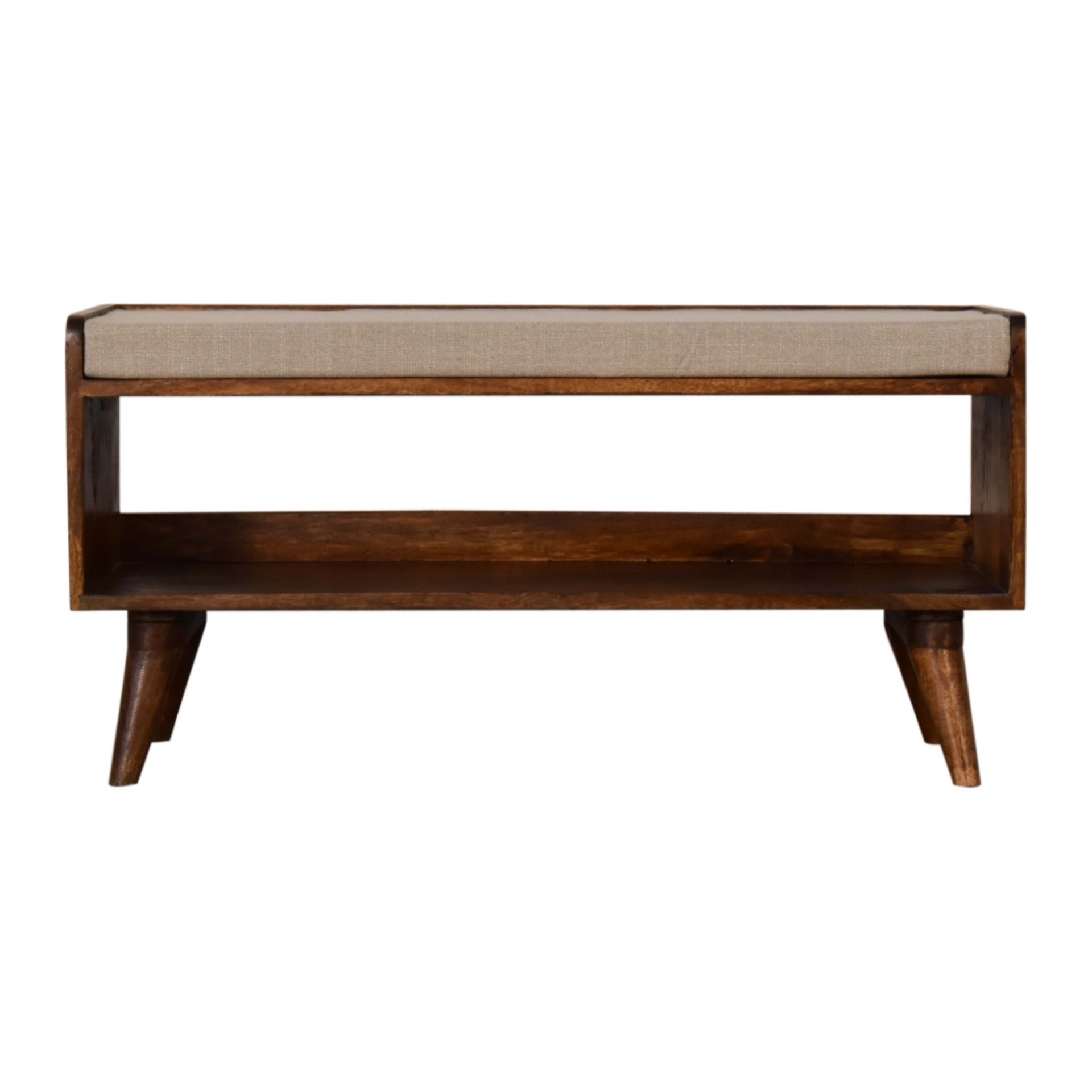 Nordic Storage Bench - Chestnut / Mud Linen - Image 12
