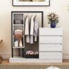Wardrobe With 4 Drawers And 3 Shelves - White - Image 14