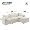 Modular Sectional With Deep And Wide Seat, L Shaped Cloud Couch Set With Double Cushions 4 Seat Sofa With Movable Ottoman Oversized - Cream - Image 13