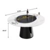 59.05" Modern Artificial Stone Round Carbon Steel Base Dining Table, Can Accommodate 6 People, Black Artificial Stone Turntable - White / Black - Image 3