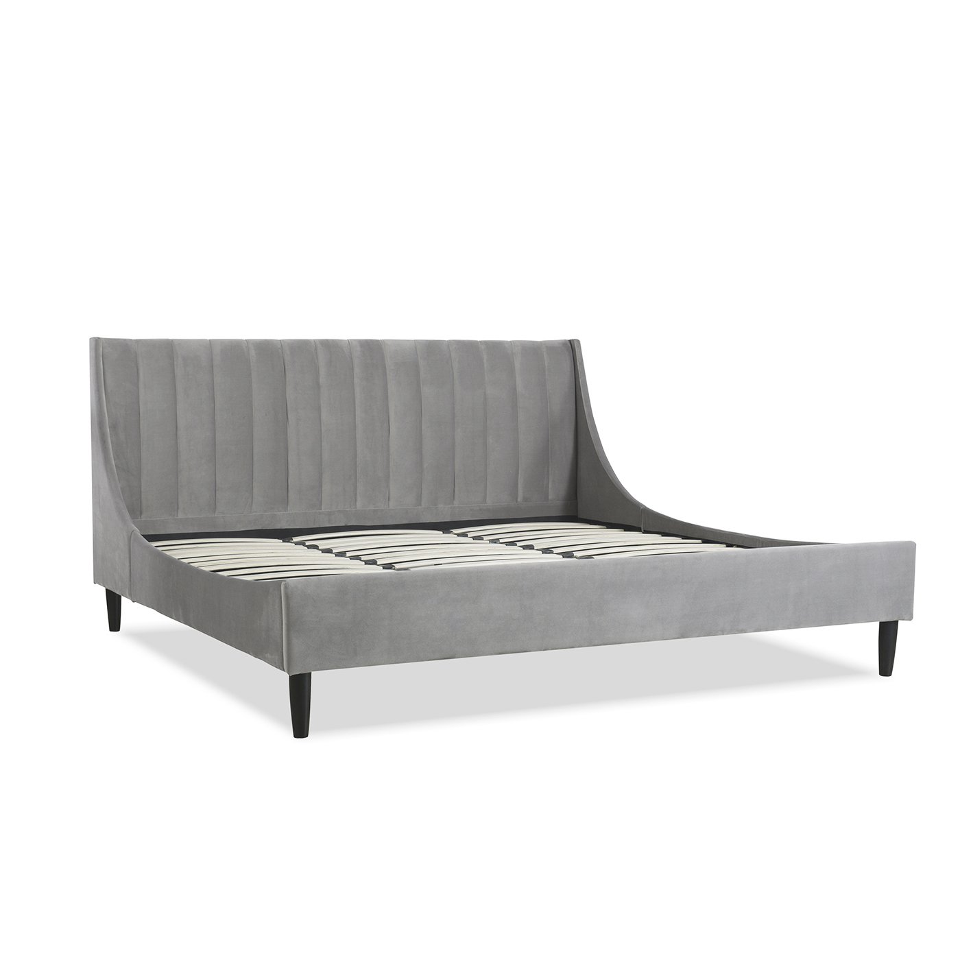 Aspen - King Vertical Tufted Modern Headboard Platform Bed Set - Opal Gray - Image 5